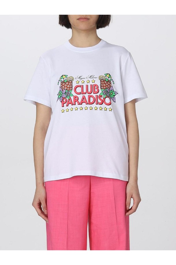 MSGM - 반소매 티셔츠 - 엠에스지엠 여성 티셔츠 Msgm club paradiso cotton t shirt NB03