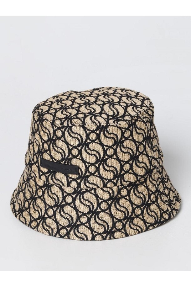 STELLA McCARTNEY - 모자 - 스텔라 맥카트니 여성 모자 Stella mccartney straw hat with all over embroidered logo NB03