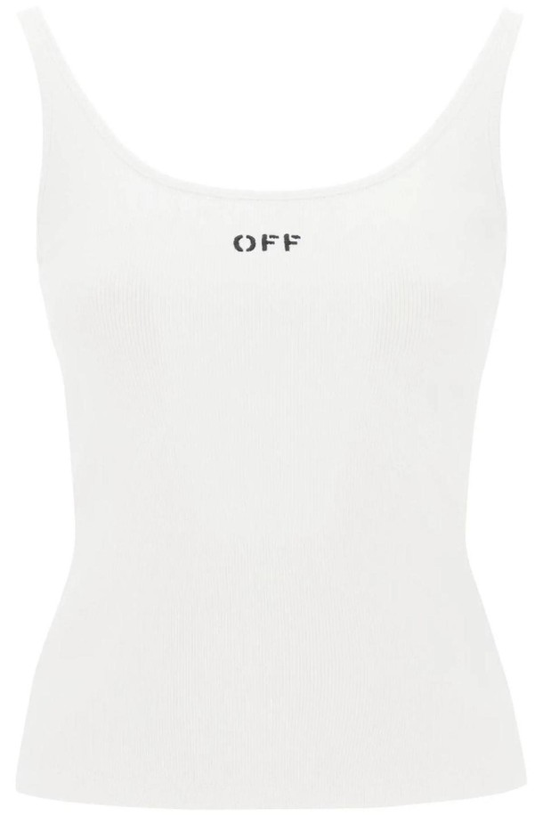 OFF-WHITE - 반소매 티셔츠 - 오프화이트 여성 티셔츠 tank top with off embroidery NB02