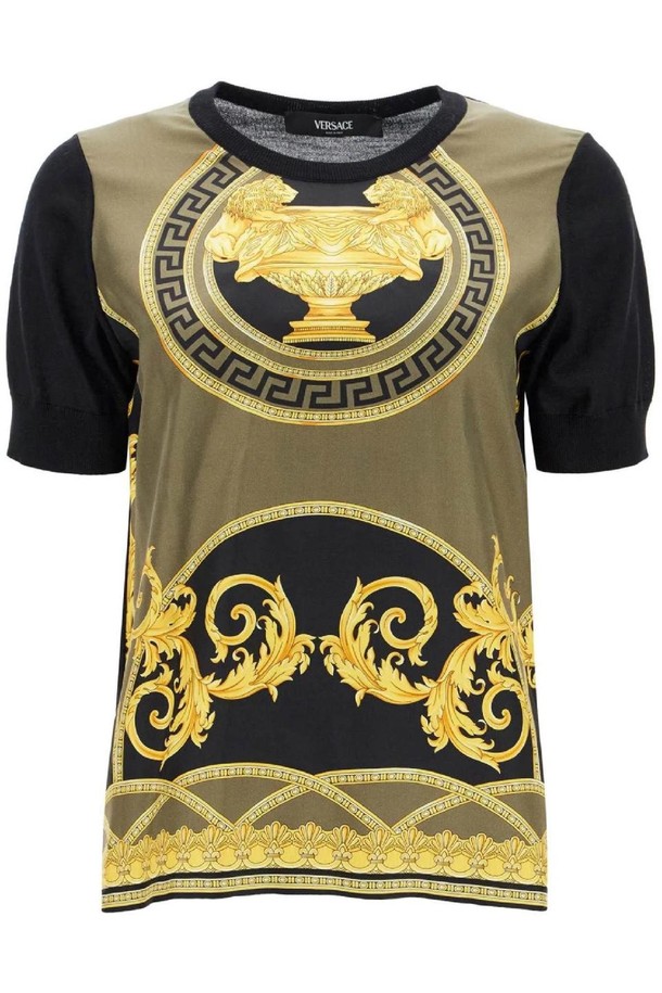 VERSACE - 반소매 티셔츠 - 베르사체 여성 티셔츠 knitted t shirt the cup of the NB02