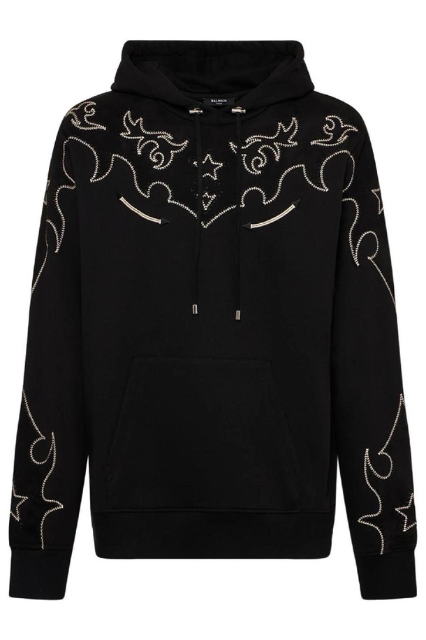 BALMAIN - 후디 - 발망 남성 후드티 Jersey   suede baroque cotton hoodie NB01