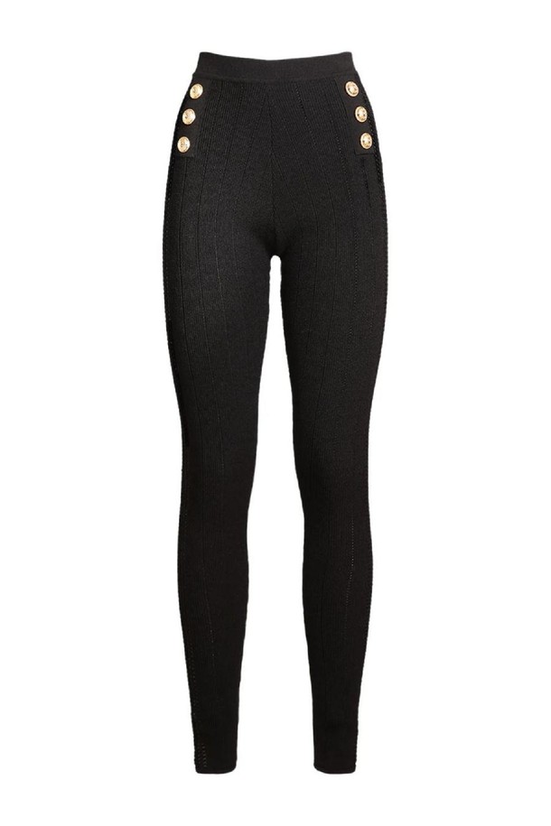 BALMAIN - 롱/미디팬츠 - 발망 여성 레깅스 Knit high waist button leggings NB01