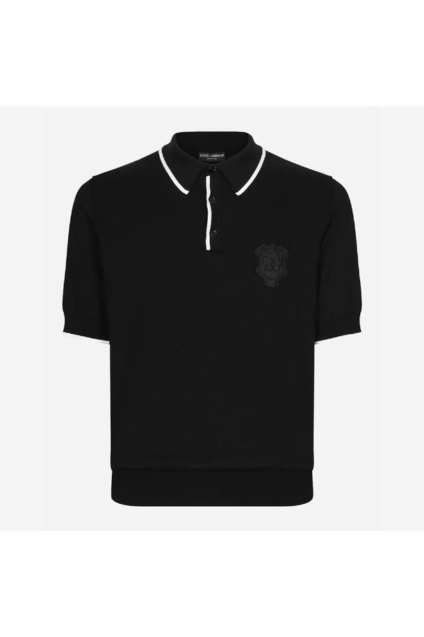 DOLCE & GABBANA - 스웨터 - 돌체앤가바나 남성 니트 스웨터 Dolce   Gabbana DG logo Embroidery Cotton Polo Shirt NB25