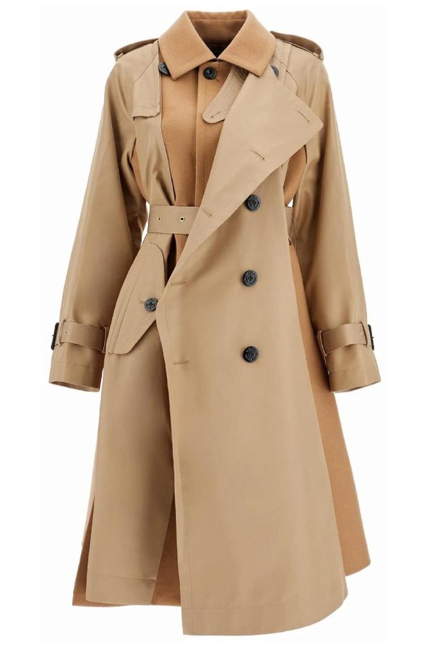 SACAI - 코트 - 사카이 여성 코트 hybrid coat in gabardine and NB02