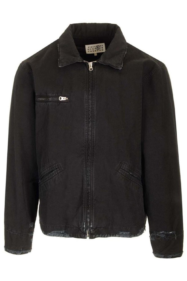 MM6 Maison Margiela - 블루종/점퍼 - 엠엠식스 메종마르지엘라 남성 자켓 Black used effect cotton jacket NB19