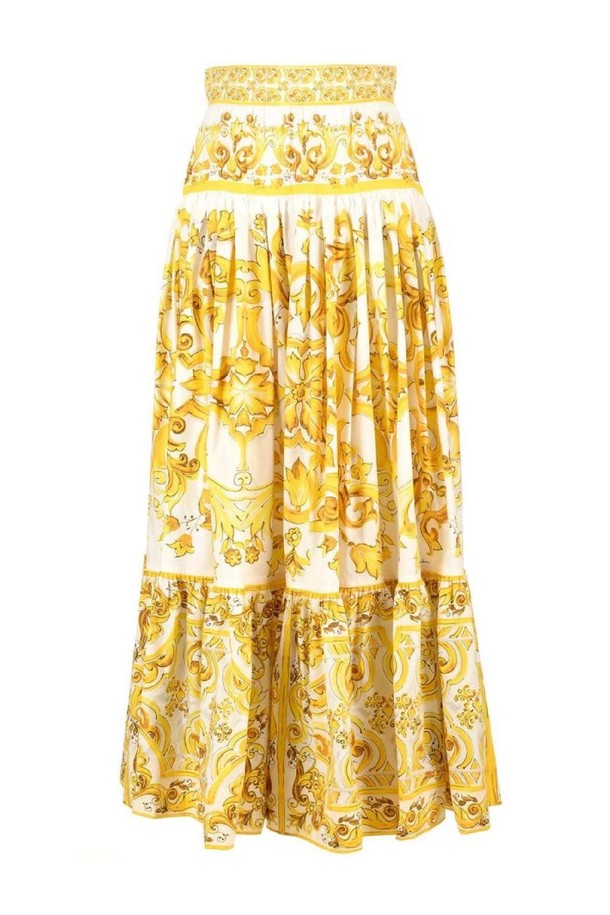 DOLCE & GABBANA - 미디스커트 - 돌체앤가바나 여성 스커트 LONG MAJOLICA PRINT POPLIN SKIRT NB19