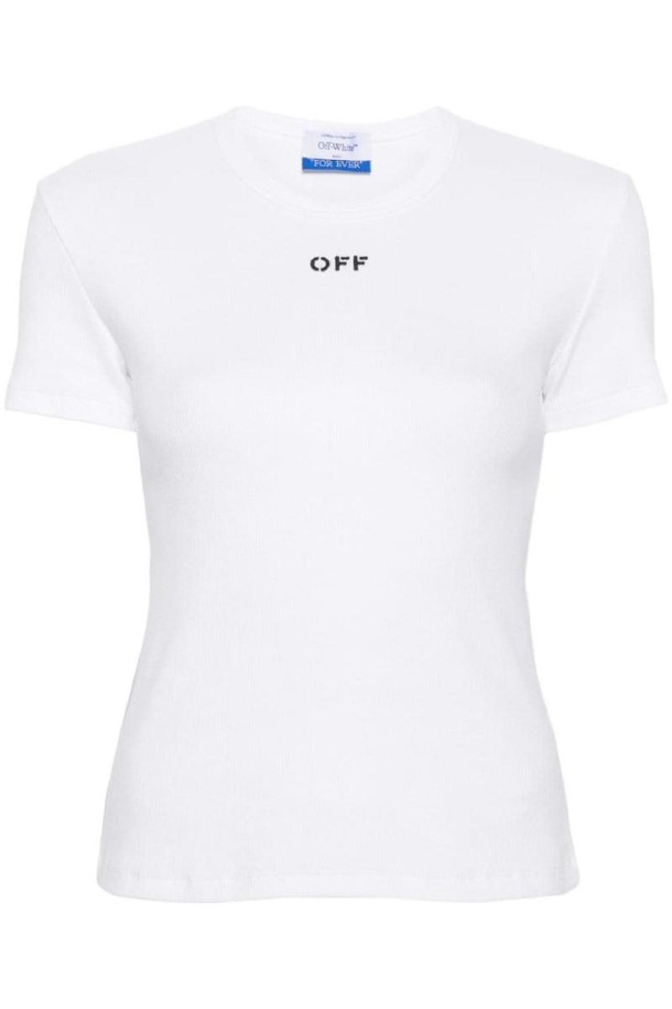 OFF-WHITE - 반소매 티셔츠 - 오프화이트 여성 티셔츠 White t shirt with logo NB19