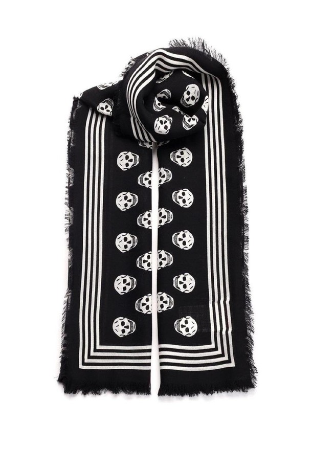 Alexander McQueen - 스카프/머플러 - 알렉산더 맥퀸 여성 스카프 White black  Biker Skull  scarf NB19