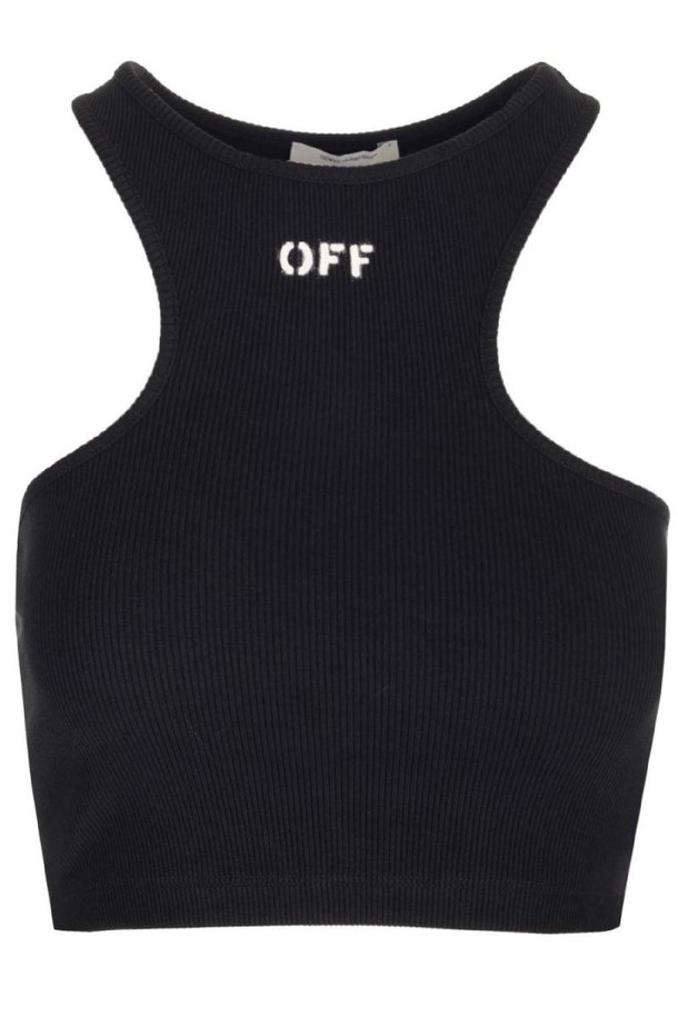 OFF-WHITE - 반소매 티셔츠 - 오프화이트 여성 티셔츠 Cropped tank top NB19