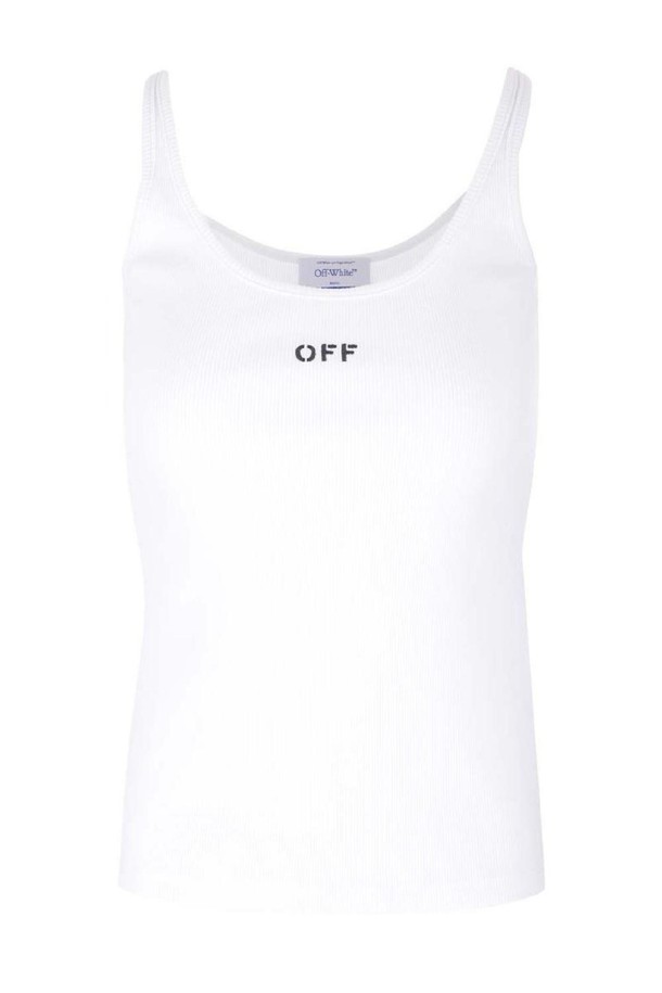 OFF-WHITE - 반소매 티셔츠 - 오프화이트 여성 티셔츠 Ribbed tank top NB19