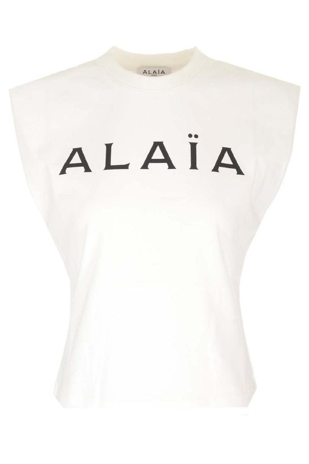 ALAIA - 반소매 티셔츠 - 알라이아 여성 티셔츠 Logo T Shirt NB19