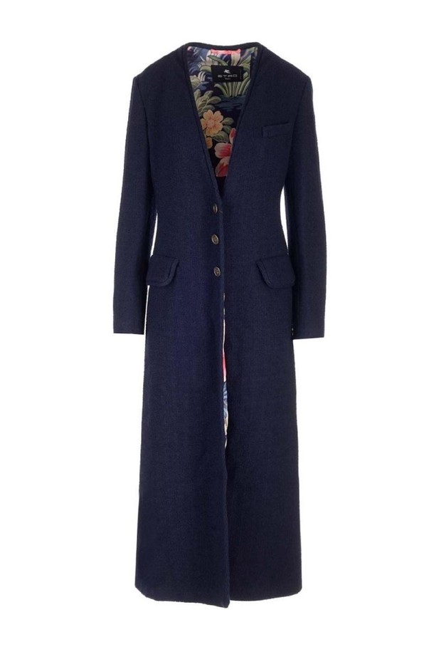 ETRO - 코트 - 에트로 여성 코트 Long blue wool coat NB19