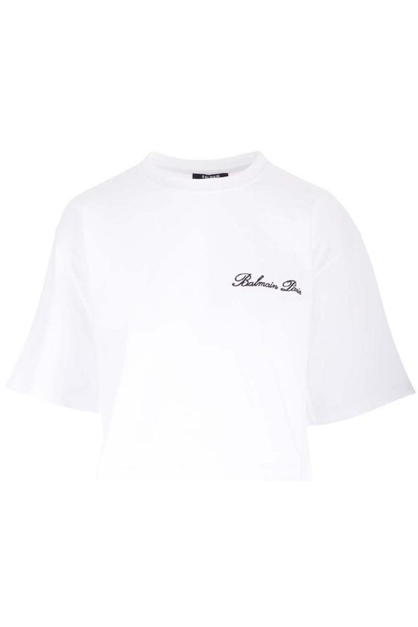 BALMAIN - 반소매 티셔츠 - 발망 여성 티셔츠 T shirt with iconic Balmain embroidery NB19