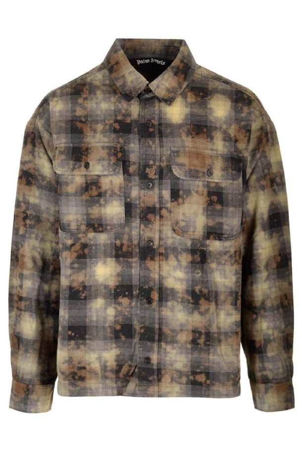 PALMANGELS - 긴팔셔츠 - 팜앤젤스 남성 셔츠 Curved Logo Checkered Shirt NB19