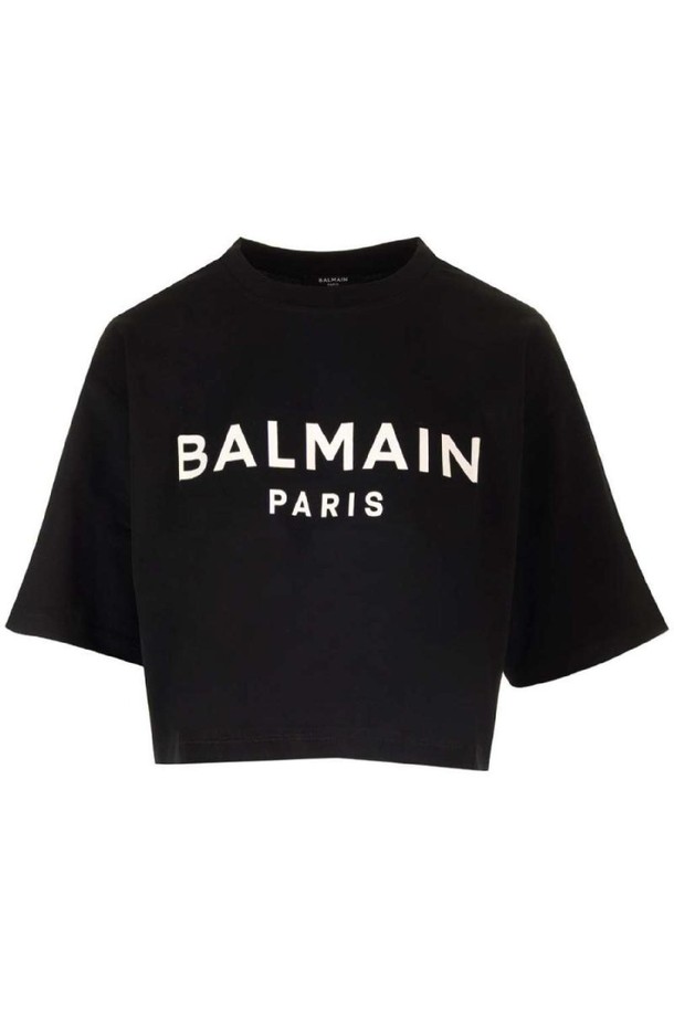 BALMAIN - 반소매 티셔츠 - 발망 여성 티셔츠 T Shirt with Balmain Paris print NB19