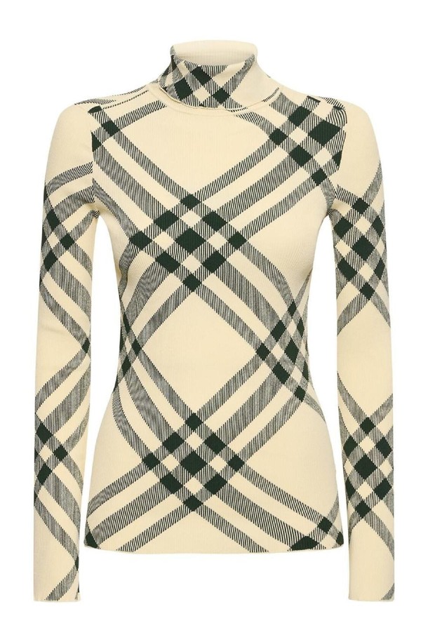 BURBERRY - 스웨터 - 버버리 여성 터틀넥 Ribbed viscose blend knit sweater NB01