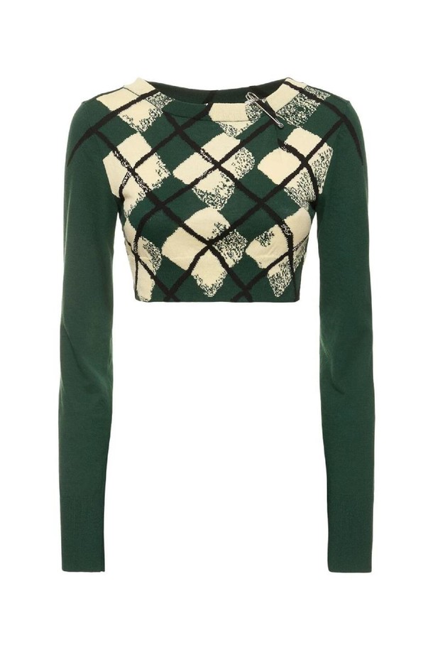 BURBERRY - 스웨터 - 버버리 여성 스웨터 Check cotton knit long sleeve sweater NB01