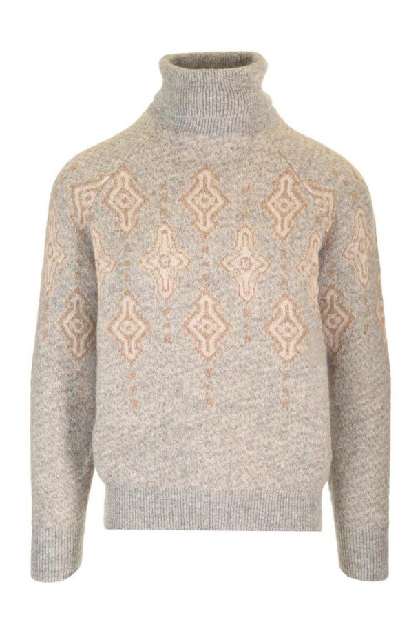 BRUNELLO CUCINELLI - 스웨터 - 브루넬로 쿠치넬리 남성 스웨터 Geometric Jacquard turtleneck sweater NB19