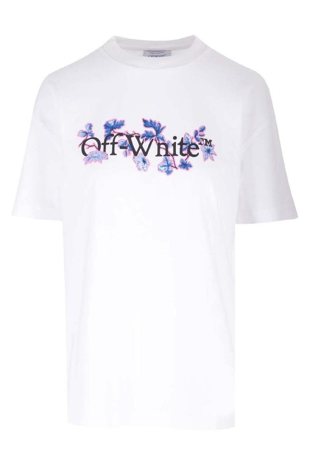 OFF-WHITE - 반소매 티셔츠 - 오프화이트 여성 티셔츠  Flower  T shirt NB19