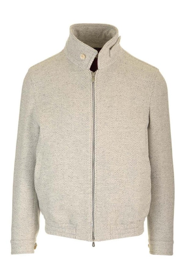 BRUNELLO CUCINELLI - 블루종/점퍼 - 브루넬로 쿠치넬리 남성 자켓 Bomber jacket in wool, silk and cashmere chevron NB19