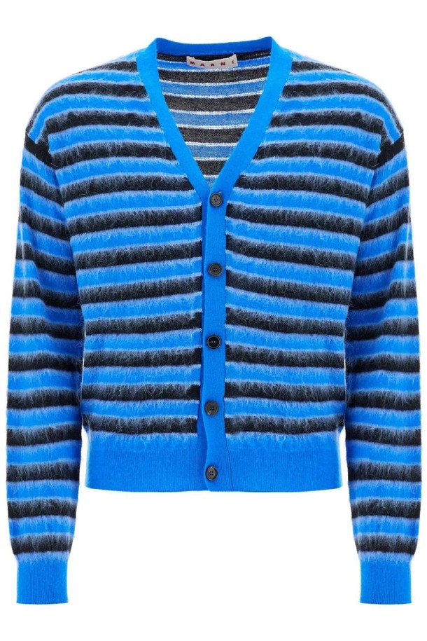 MARNI - 스웨터 - 마르니 남성 스웨터 striped wool and mohair cardigan NB02