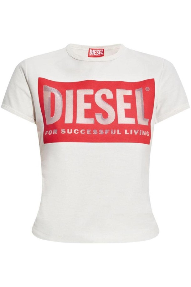 DIESEL - 반소매 티셔츠 - 디젤 여성 티셔츠 LOGO COTTON T SHIRT NB30