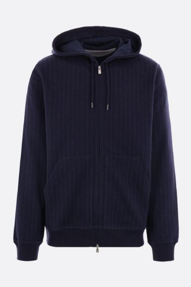 BRUNELLO CUCINELLI - 스웨트셔츠 - 브루넬로 쿠치넬리 남성 맨투맨 후드 pinstriped jersey full zip hoodie NB26