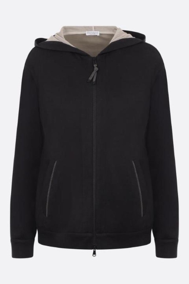 BRUNELLO CUCINELLI - 스웨터 - 브루넬로 쿠치넬리 여성 맨투맨 후드 interlock full zip hoodie with Precious Zipper Pull NB26