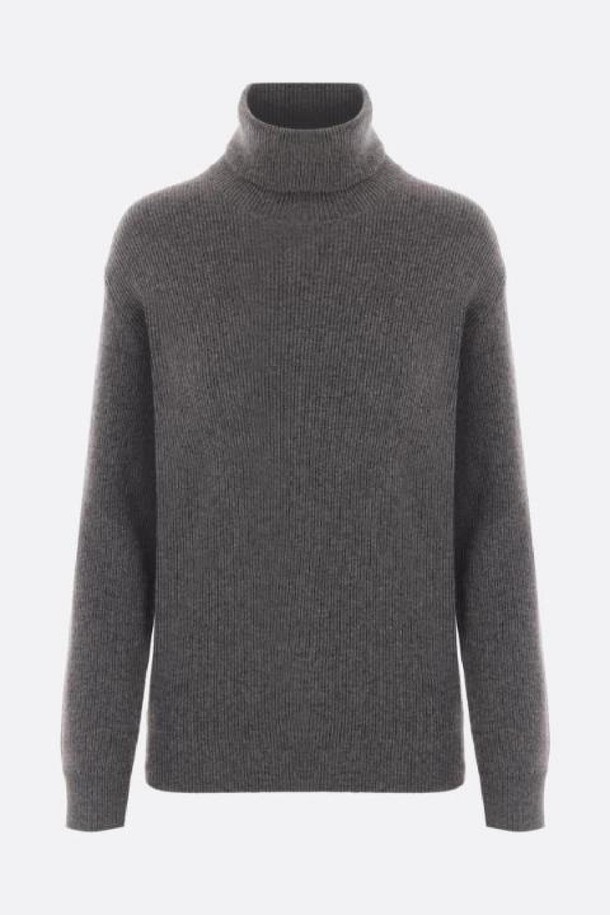 BRUNELLO CUCINELLI - 스웨터 - 브루넬로 쿠치넬리 여성 니트 스웨터 ribbed cashmere turtleneck with monili NB26