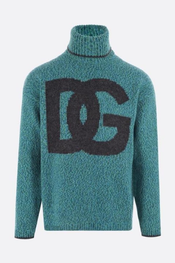 DOLCE & GABBANA - 스웨터 - 돌체앤가바나 남성 니트 스웨터 wool blend pullover with DG logo intarsia NB26