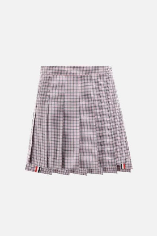 THOM BROWNE - 미디스커트 - 톰브라운 여성 스커트 small check cotton blend miniskirt NB26