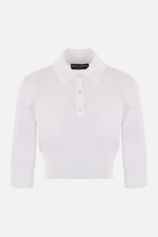 DOLCE & GABBANA - 반소매 티셔츠 - 돌체앤가바나 여성 폴로티 cotton blend knit cropped polo shirt NB26