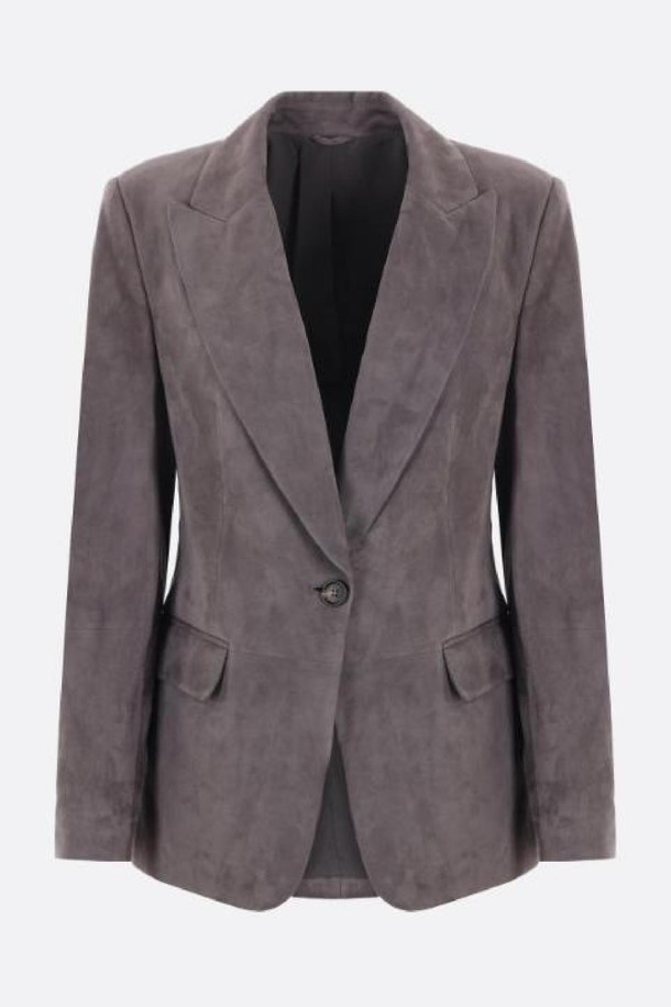 BRUNELLO CUCINELLI - 자켓 - 브루넬로 쿠치넬리 여성 레더 자켓 single breasted suede jacket NB26