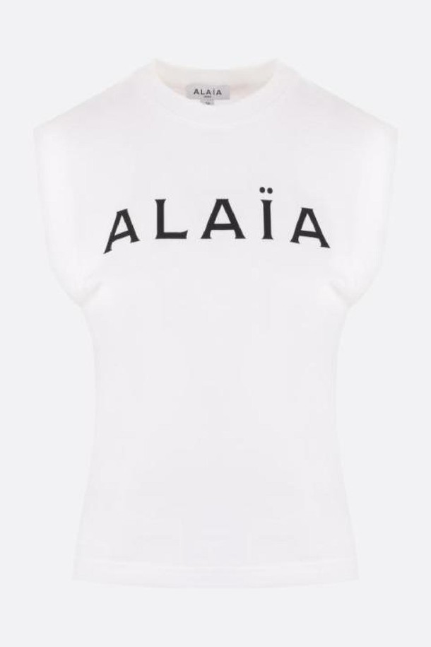 ALAIA - 반소매 티셔츠 - 알라이아 여성 티셔츠 logo print jersey t shirt NB26