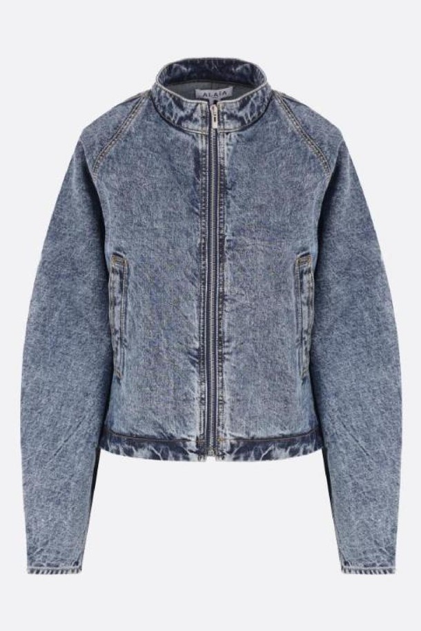 ALAIA - 자켓 - 알라이아 여성 레더 자켓 full zip denim jacket NB26