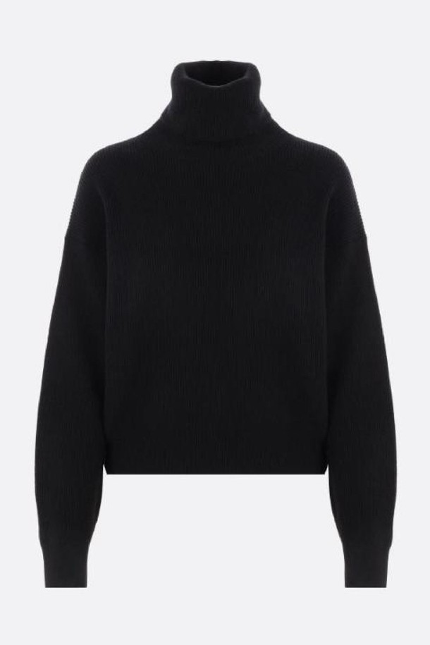 BRUNELLO CUCINELLI - 스웨터 - 브루넬로 쿠치넬리 여성 니트 스웨터 ribbed wool cashmere and silk turtleneck with monili NB26