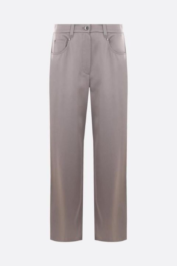 BRUNELLO CUCINELLI - 롱/미디팬츠 - 브루넬로 쿠치넬리 여성 바지 straight leg satin cady trousers with Shiny Bartack NB26