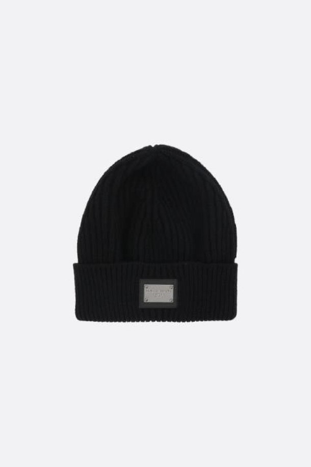 DOLCE & GABBANA - 모자 - 돌체앤가바나 남성 모자 logo plate detailed wool and cashmere beanie NB26