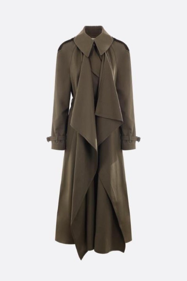 Alexander McQueen - 코트 - 알렉산더 맥퀸 여성 트렌치코트 double breasted gabardine trench coat with drape NB26