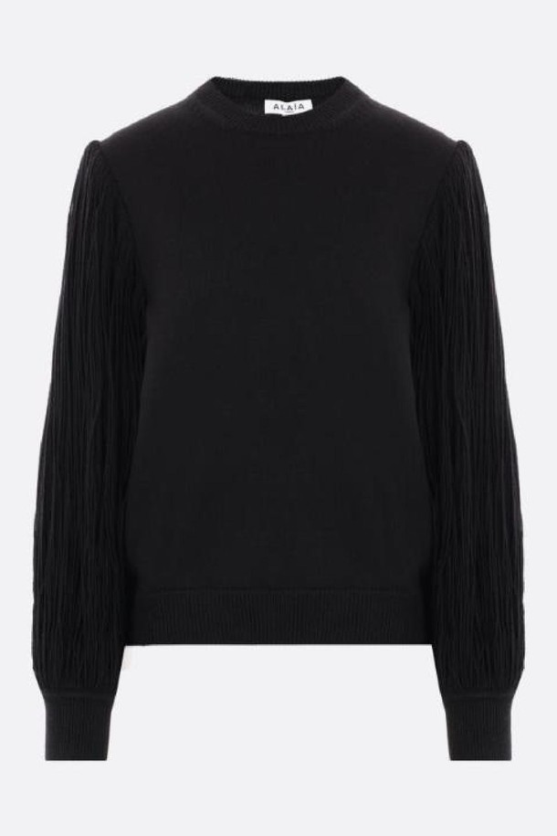 ALAIA - 스웨터 - 알라이아 여성 니트 스웨터 fringed sleeve wool sweater NB26