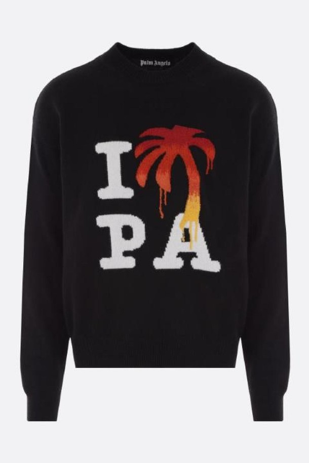 PALMANGELS - 스웨터 - 팜앤젤스 남성 니트 스웨터 I Love PA logo intarsia wool blend pullover NB26