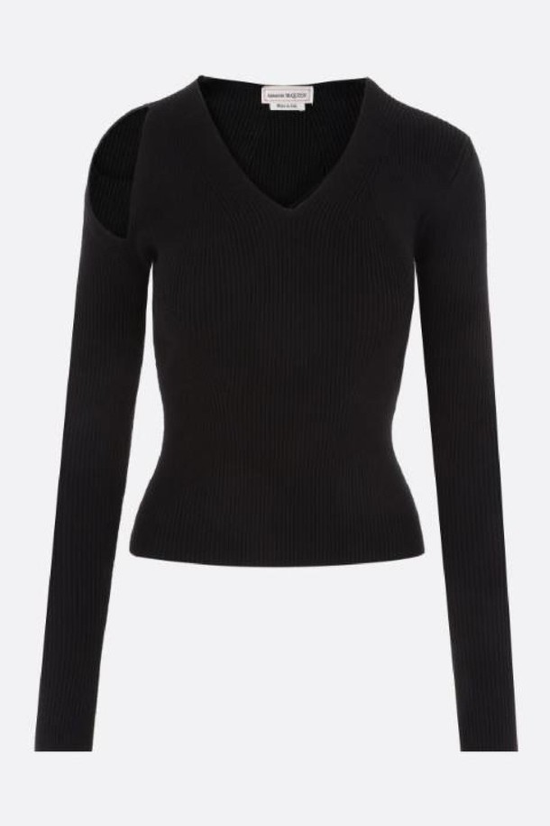 Alexander McQueen - 스웨터 - 알렉산더 맥퀸 여성 니트 스웨터 stretch wool pullover with cut out NB26