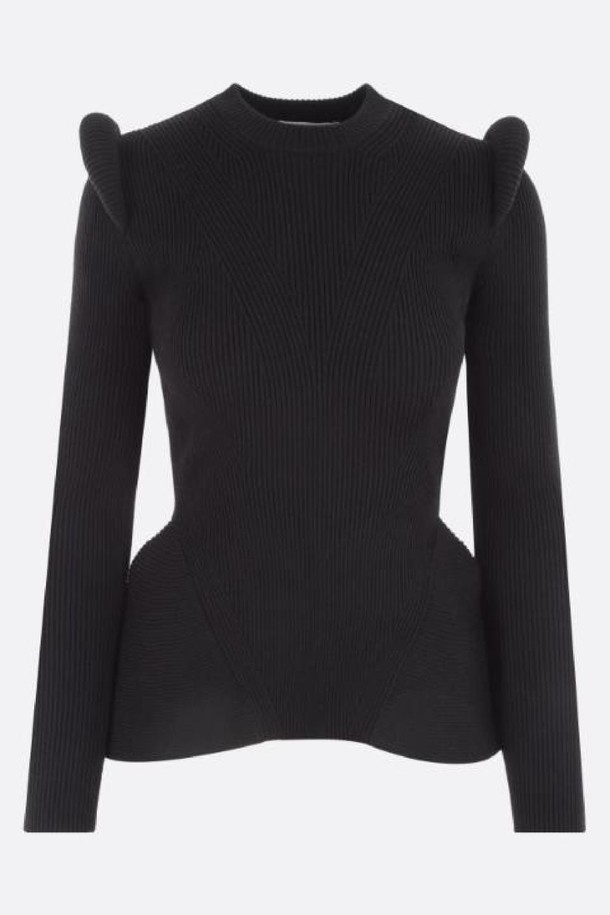 Alexander McQueen - 스웨터 - 알렉산더 맥퀸 여성 니트 스웨터 ribbed stretch wool peplum pullover NB26