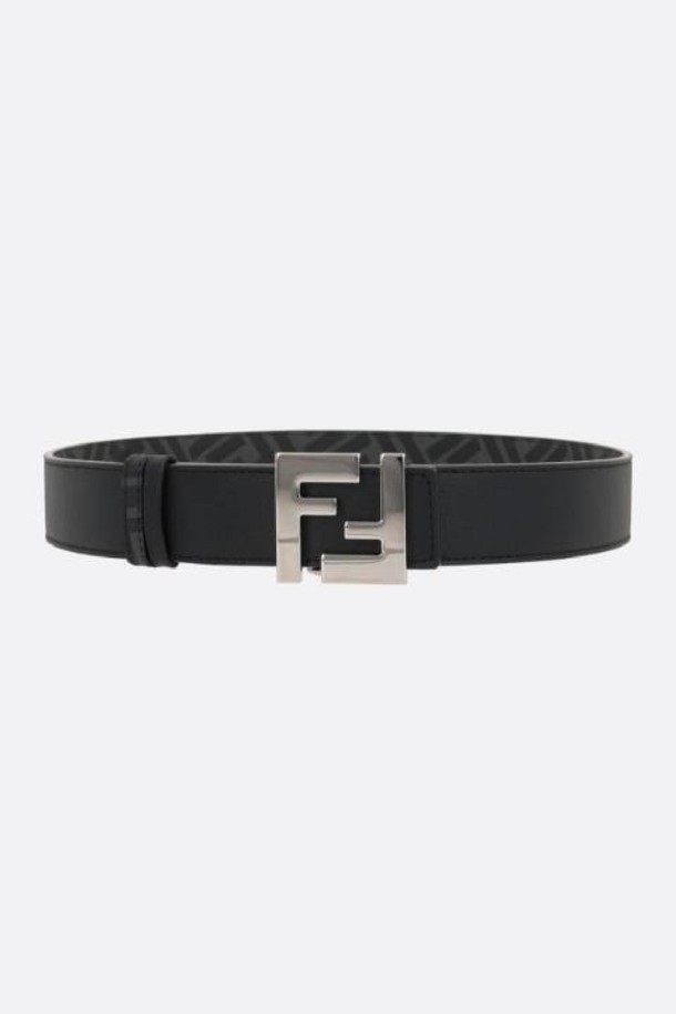 FENDI - 벨트 - 펜디 남성 벨트 smooth leather and FF coated canvas reversible belt NB26