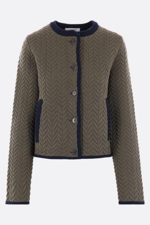 THOM BROWNE - 자켓 - 톰브라운 여성 자켓 herringbone quilted jacquard cropped jacket NB26