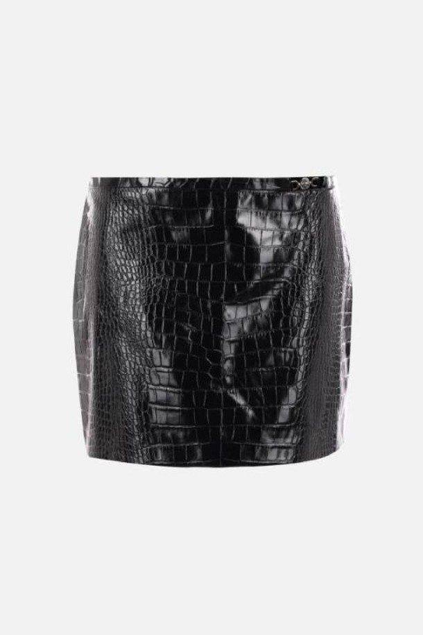 VERSACE - 미디스커트 - 베르사체 여성 스커트 crocodile effect shiny leather miniskirt NB26