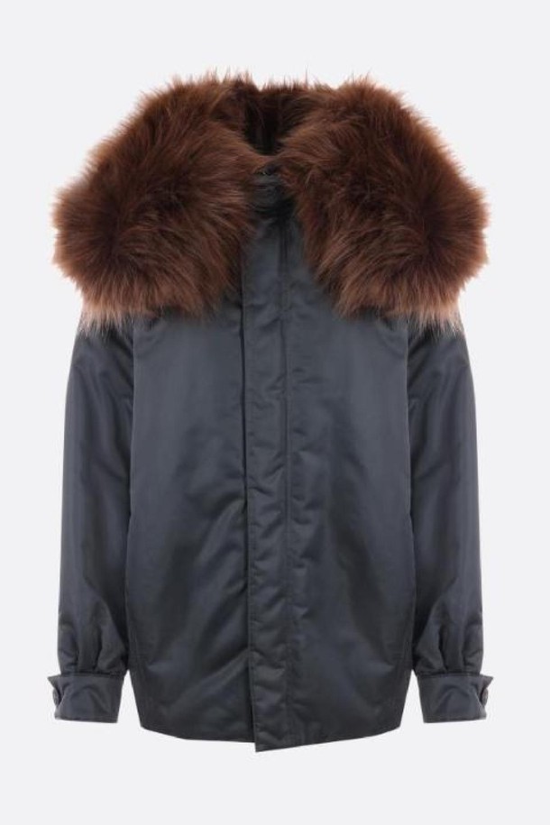 ALAIA - 자켓 - 알라이아 여성 자켓 shiny nylon jacket with removable eco fur neck NB26