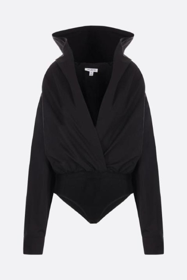 ALAIA - 반소매 티셔츠 - 알라이아 여성 티셔츠 cotton poplin hooded bodysuit NB26