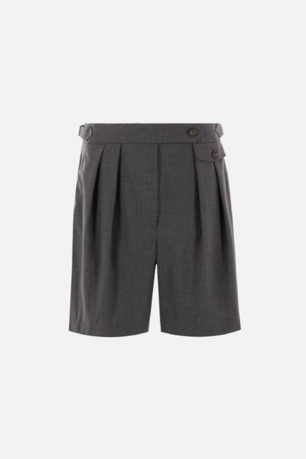 BRUNELLO CUCINELLI - 쇼트팬츠 - 브루넬로 쿠치넬리 여성 반바지 City shorts in Tropical luxury wool with shiny details NB26