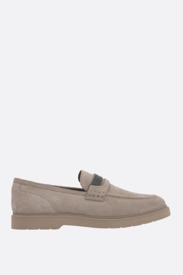 BRUNELLO CUCINELLI - 코트 - 브루넬로 쿠치넬리 여성 로퍼 suede penny loafer with monile NB26